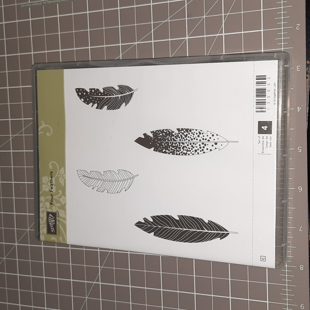 Four feathers cling rubber stamp set